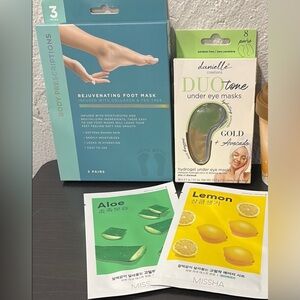 Missha Aloe Face Mask, foot mask, and eye mask